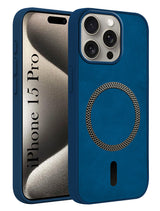 For Apple iPhone 15 Pro Back Cover Case Leather Finish (MagSafe Compatible Wireless Charging | Soft Touch | Camera Bump Protection)