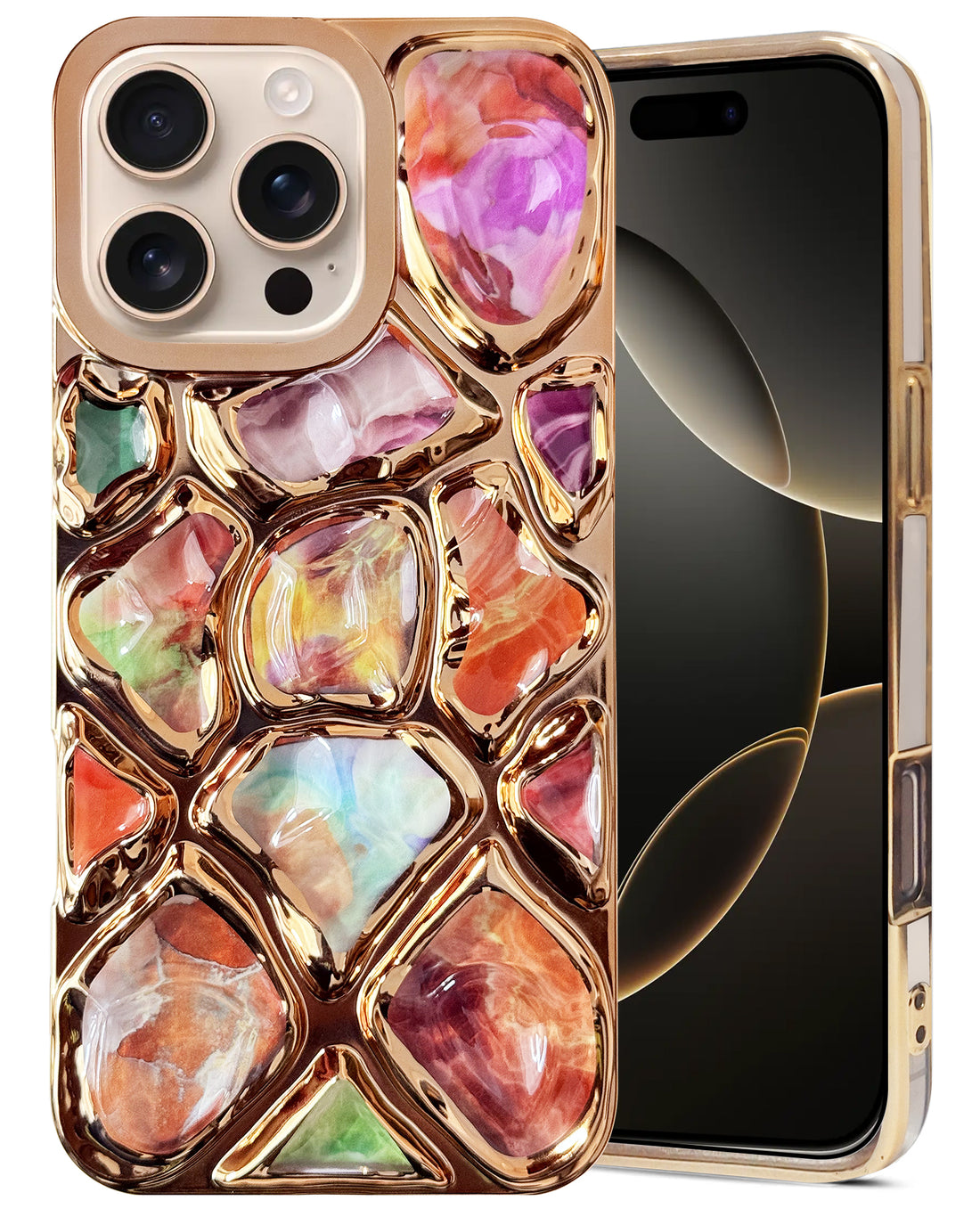 For Apple iPhone 16 Pro Back Cover Case ( Dual Design Glitter Sparkle and Detachable Diamond Print Case | Soft and Flexible)
