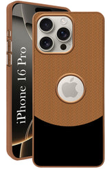 For Apple iPhone 16 Pro Back Cover Case (Elegant PU Leather Finish | Premium Minimalist Professional | Camera Protection Bump)