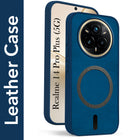 For Realme 14 Pro Plus 5G Back Cover Case Leather Finish (MagSafe Compatible Wireless Charging | Soft Touch | Camera Bump Protection)
