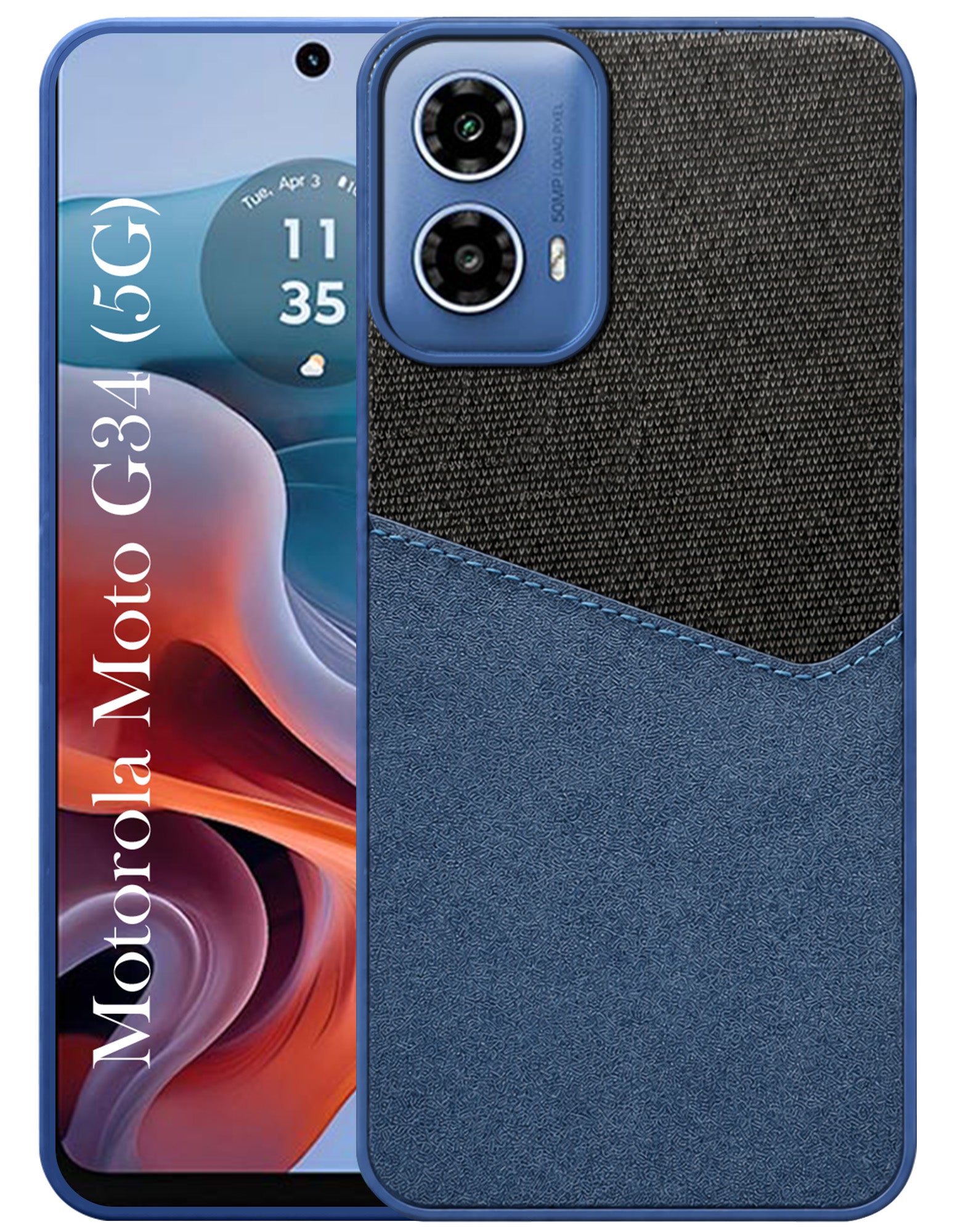 For Motorola Moto G34 5G Back Cover Case (Dual PU Leather Stitch | Professional Minimalist | Soft and Flexible)