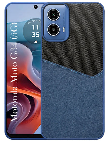 For Motorola Moto G34 5G Back Cover Case (Dual PU Leather Stitch | Professional Minimalist | Soft and Flexible)