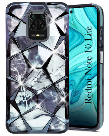 For Redmi Note 10 Lite Back Cover Case (Dual Design Glitter Sparkle and Detachable Diamond Print Case | Soft and Flexible)