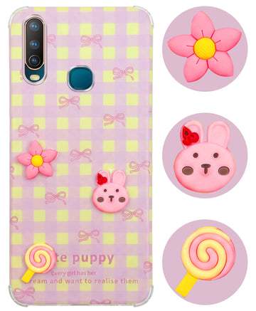 For Vivo U10 Back Cover Case (3D Cute Cartoons | Hard Back Side Soft | Matte Premium Finish | HD Printing)