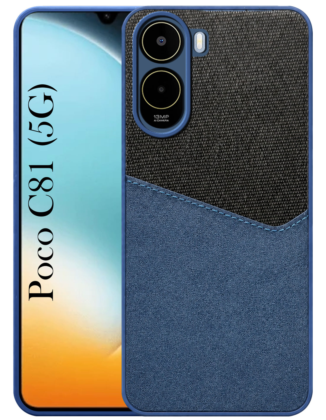For Poco C81 5G Back Cover Case (Dual Colour Stitch | Professional Minimalist Feel | Soft and Flexible)