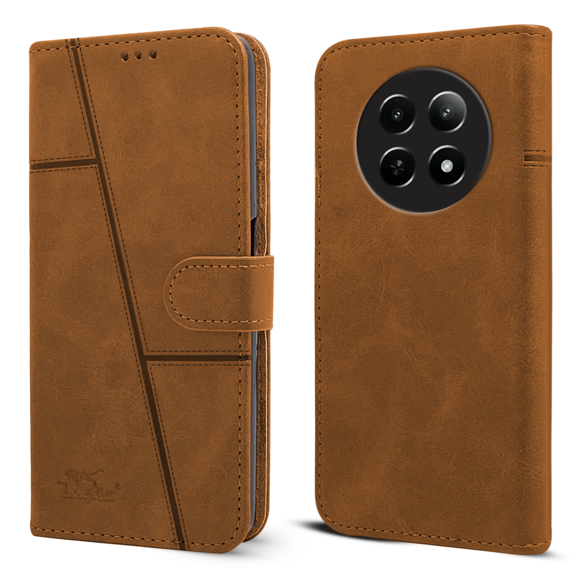 For Realme Narzo N65 5G Flip Cover Case (Stitched Leather with Magnetic Closure)