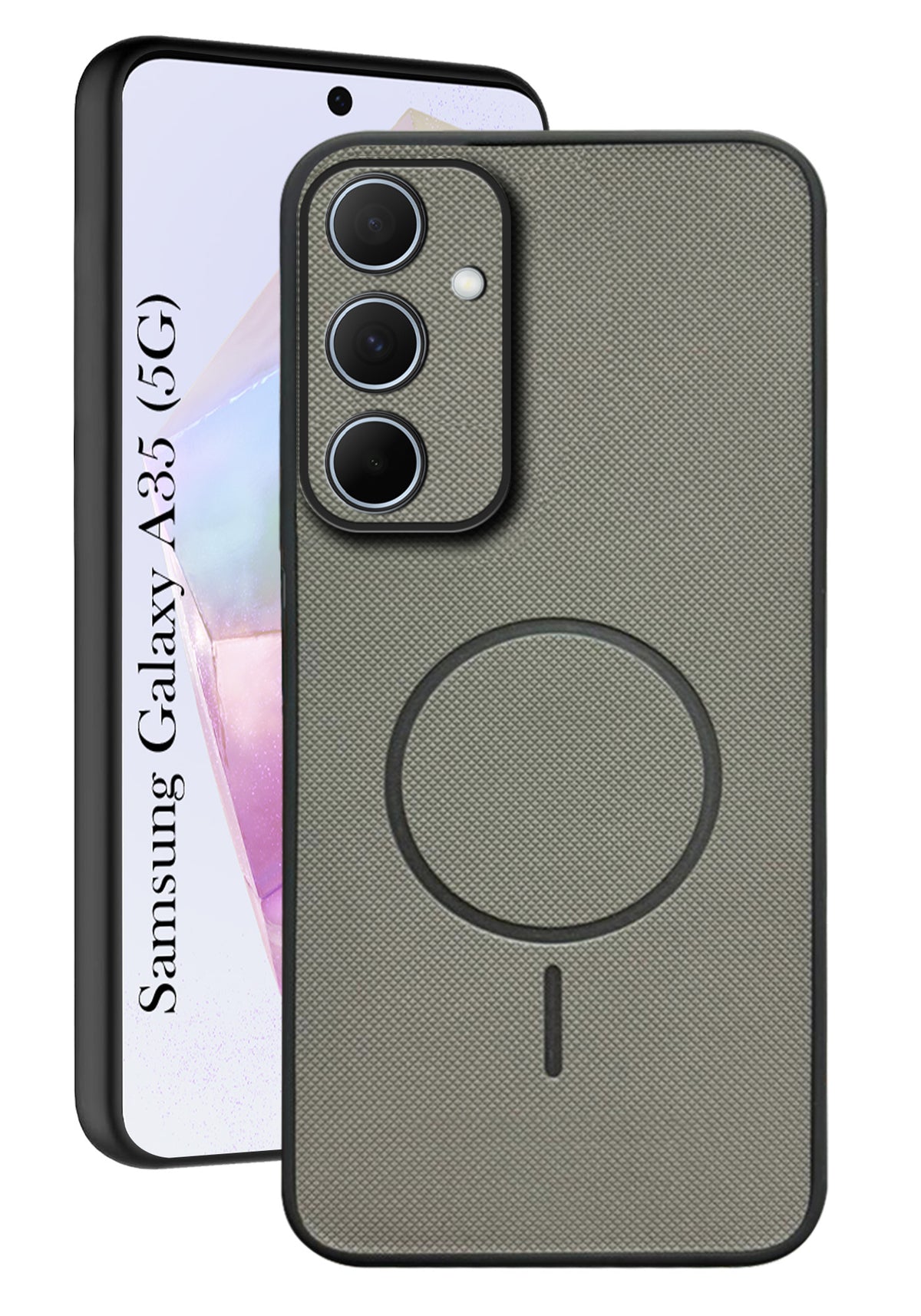 For Samsung Galaxy A35 5G Back Cover Case PU Leather (Texture Grip Design | Professional Minimalist | Camera Protection | Soft and Flexible)