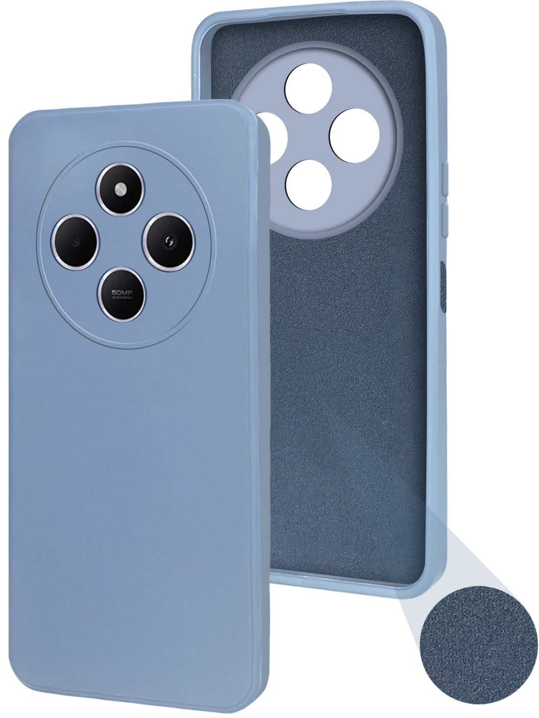 For Poco C75 | Poco M7 Back Cover Case ( Matte Finish Silicone with Inside Fiber cloth)