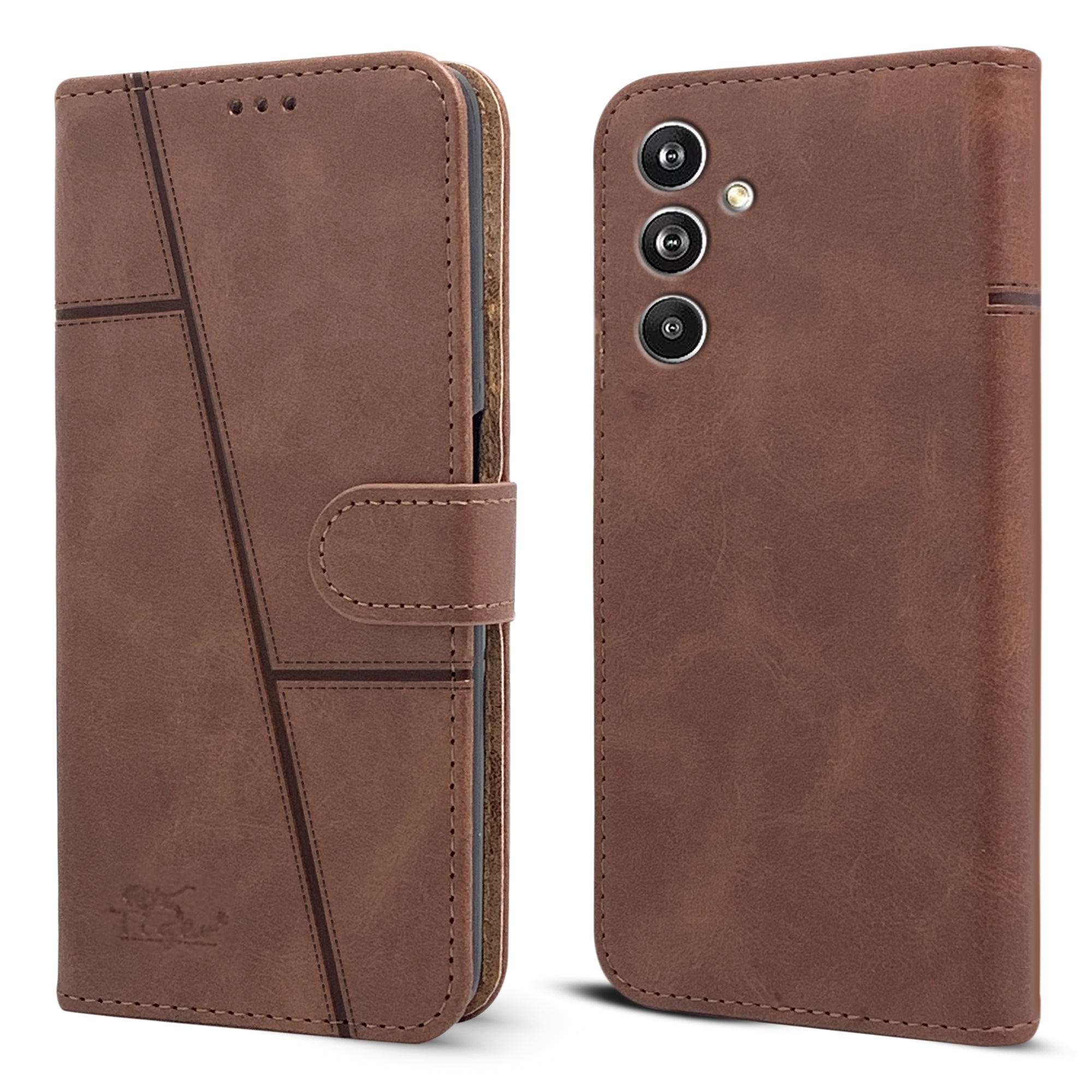 For Samsung Galaxy M54 5G Flip Cover Case (Stitched Leather with Magnetic Closure)