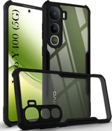 For Vivo Y400 Back Cover Case (Shockproof with Polycarbonate Clear Panel | Professional Black)