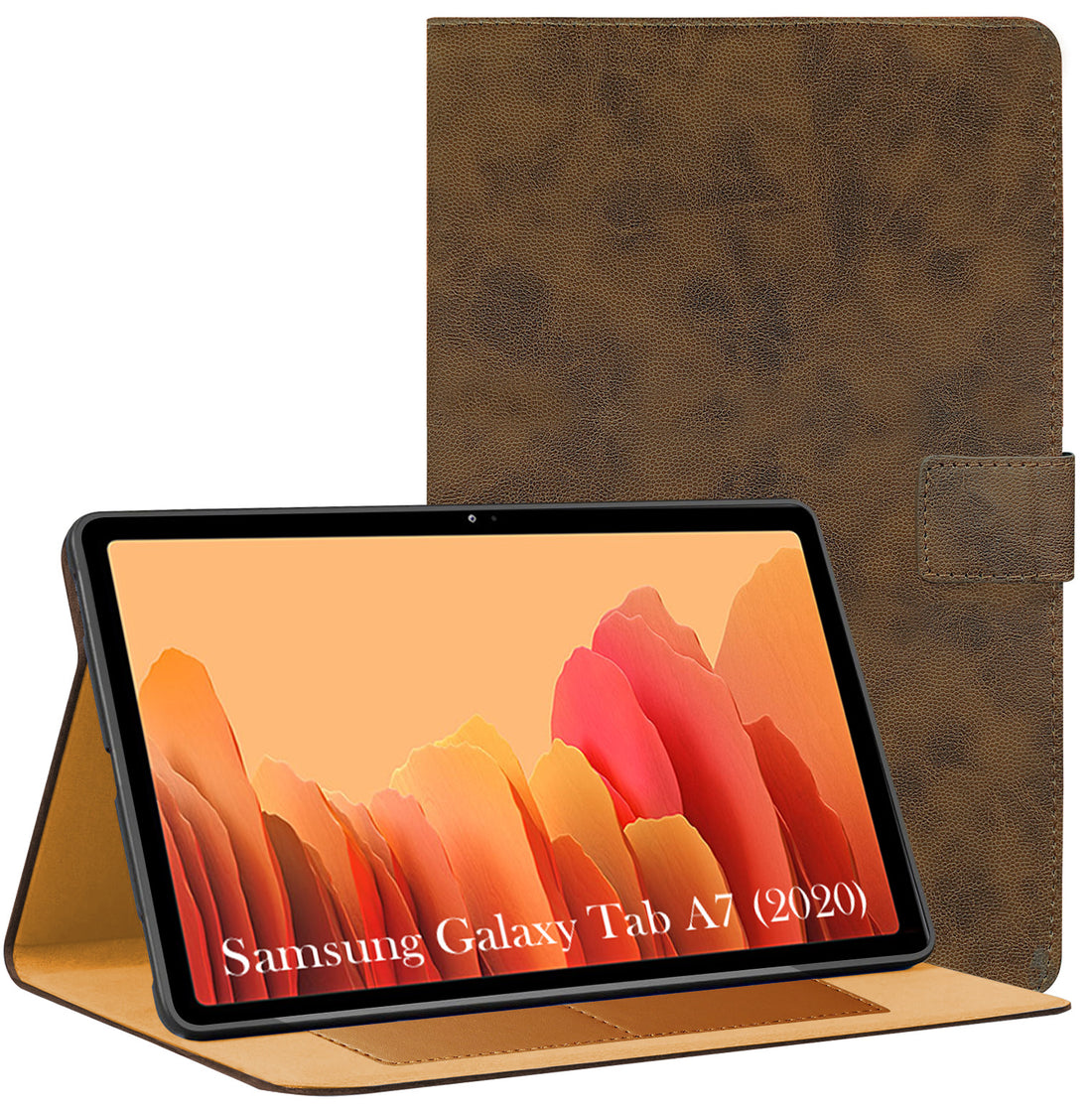 For Samsung Galaxy Tab A7 (2020) 10 Inch SM-T500/T505/T505N Flip Cover Folio Cover (PU Leather | Multi-Angle Smart Stand | Card Storage Slots | Silicone Back Pouch)