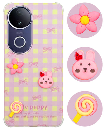 For Vivo T4R Back Cover Case (3D Cute Cartoons | Hard Back Side Soft | Matte Premium Finish | HD Printing)