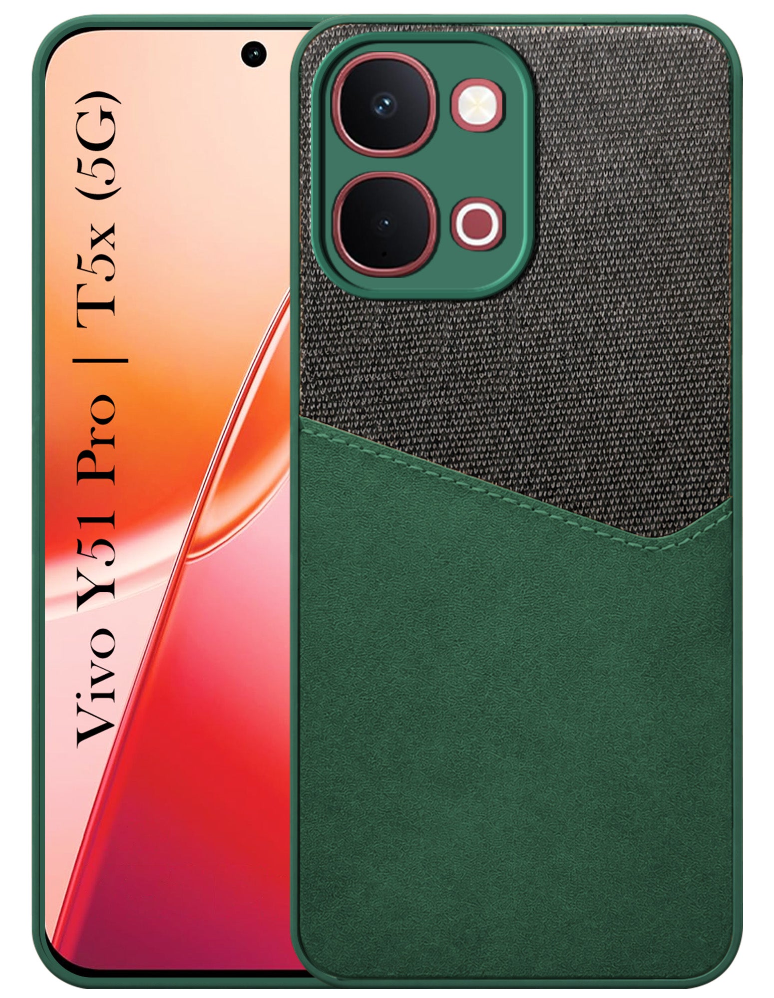 For Vivo Y51 Pro 5G | Vivo T5x Back Cover Case (Dual PU Leather Stitch | Professional Minimalist | Soft and Flexible)