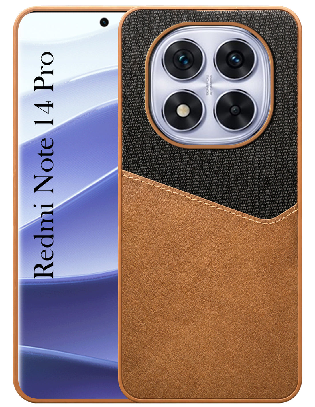 For Redmi Note 14 Pro Back Cover Case (Dual PU Leather Stitch | Professional Minimalist | Soft and Flexible)
