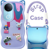 For Vivo iQOO Z10R Back Case Cover Strap (3D embossed Figures | Strap Holder | 360* Soft Cushion with Camera Bump)