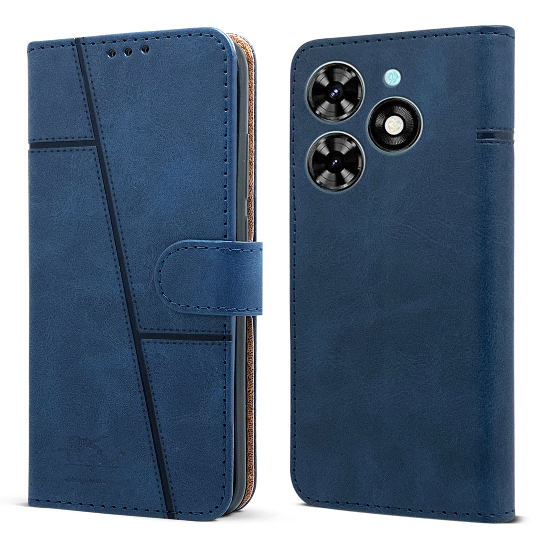 For Tecno Spark 20C Flip Cover Case (Stitched Leather with Magnetic Closure)