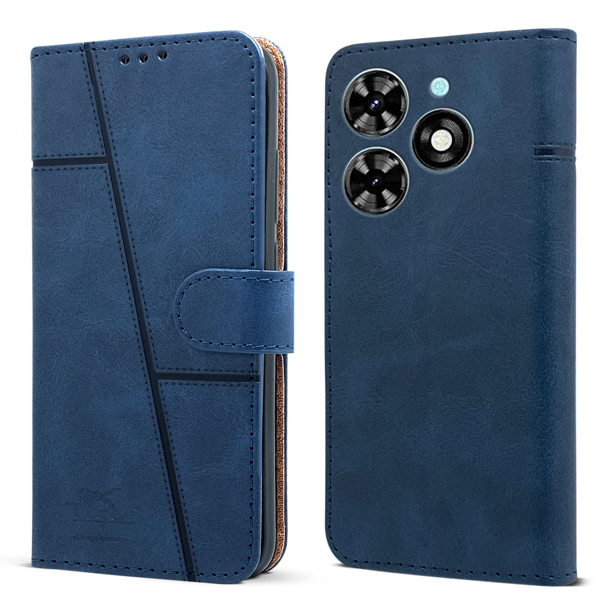 For Tecno Spark 20C Flip Cover Case (Stitched Leather with Magnetic Closure)