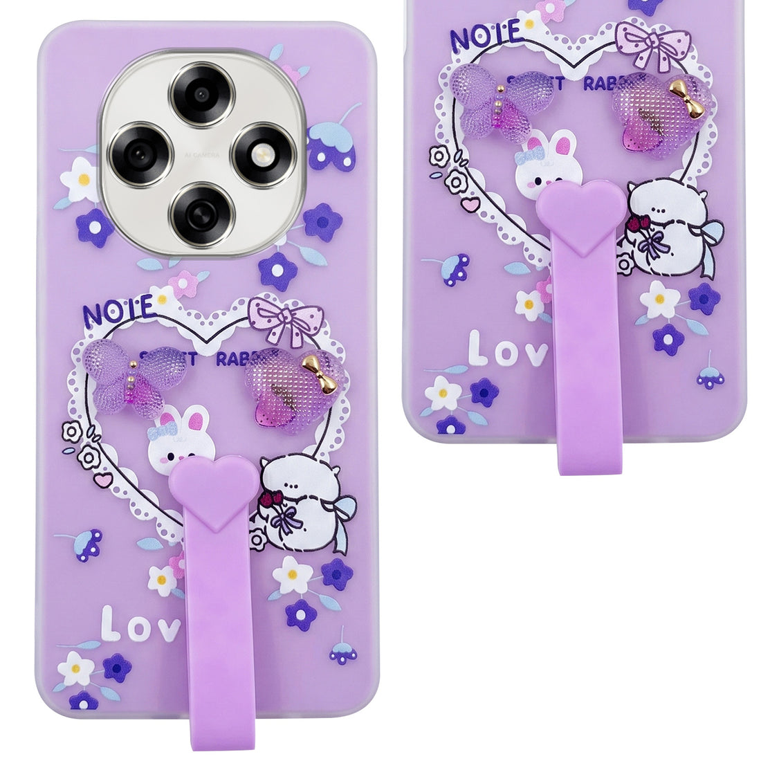 For Oppo F31 Pro Back Cover Case (3D Cute Heart Strap Holder | Camera Protection | Designer Girls Print)