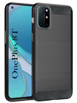 For OnePlus 8T  Back Cover Case ( Hybrid Armor Case | Carbon Fiber Shockproof | Soft and Flexible | Black )