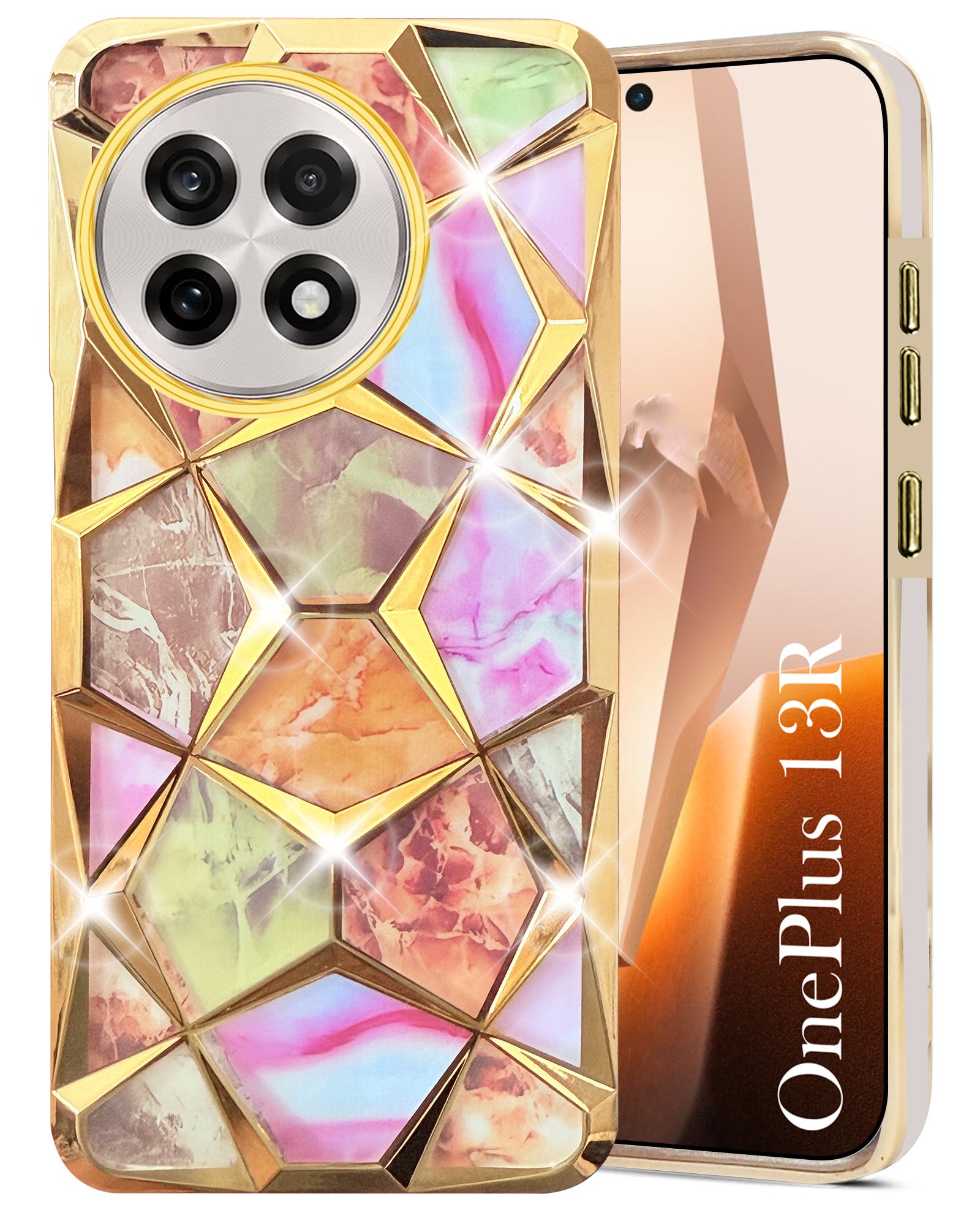 For OnePlus 13R Back Cover Case (Dual Design Glitter Sparkle and Detac coconutcases For OnePlus 13R Back Cover Case (Dual Design Glitter Sparkle and Detac coconutcases