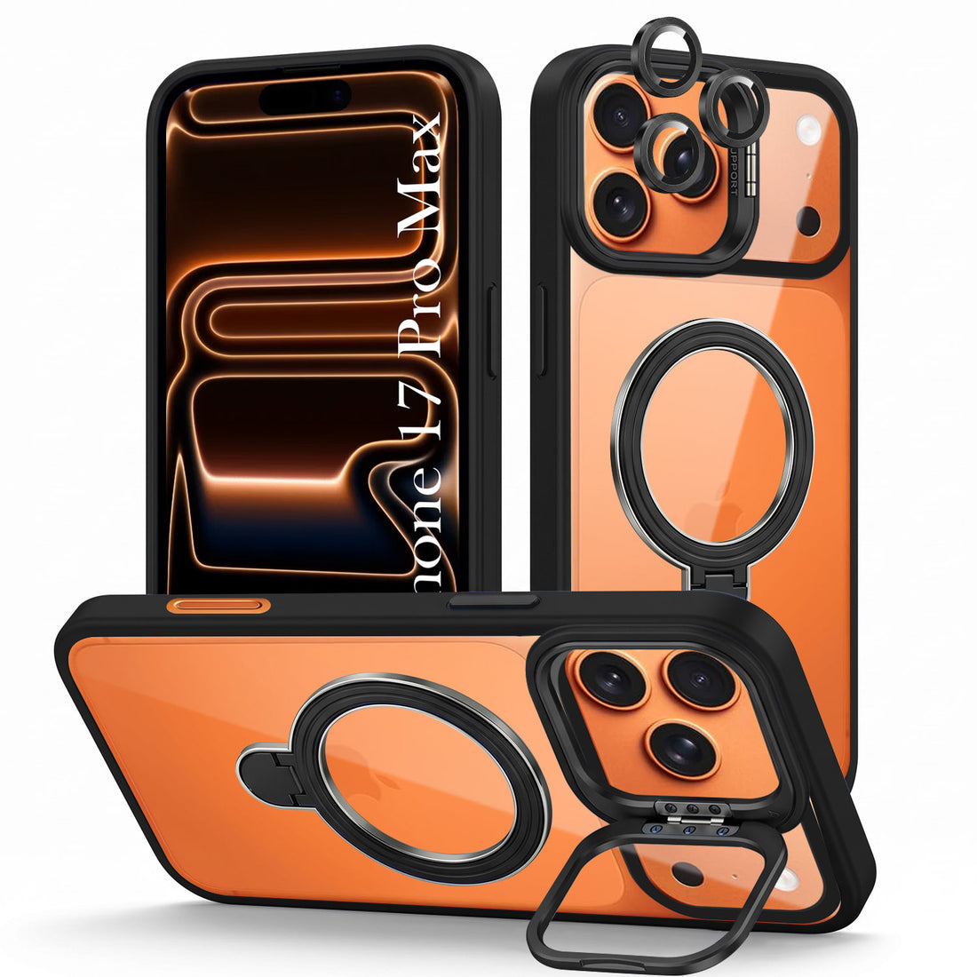 For Apple iPhone 17 Pro Max Back Cover Case Crystal (Lifetime Anti Yellow | Magnetic Ring Stand | Camera Lens Protection | MagSafe Compatible)