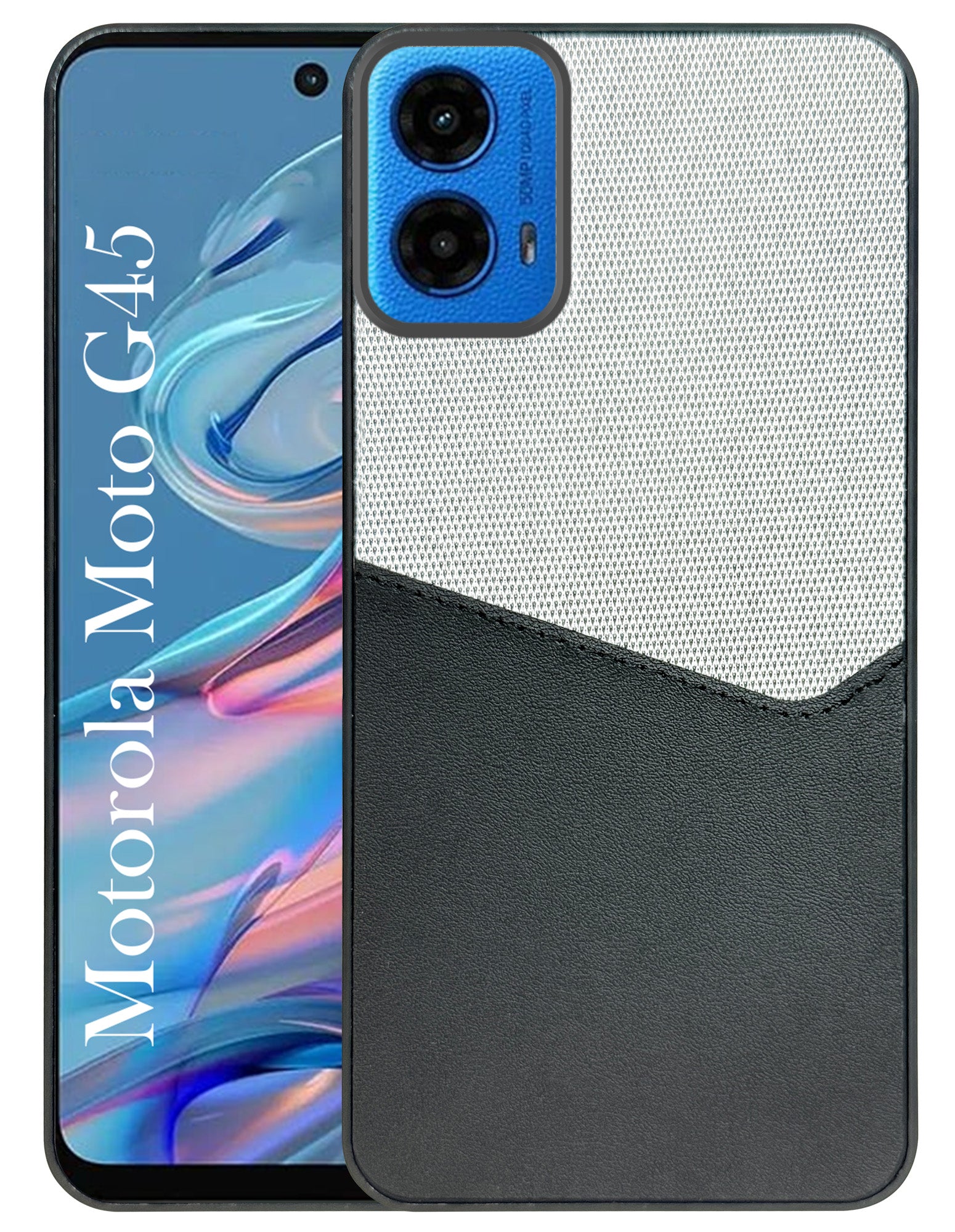 For Motorola Moto G45 Back Cover Case (Dual PU Leather Stitch | Professional Minimalist | Soft and Flexible)