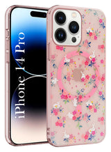 For Apple iPhone 14 Pro Back Cover Case (Cute Floral Design | Flower Print for Girls | MagSafe Compatible Wireless Charging)