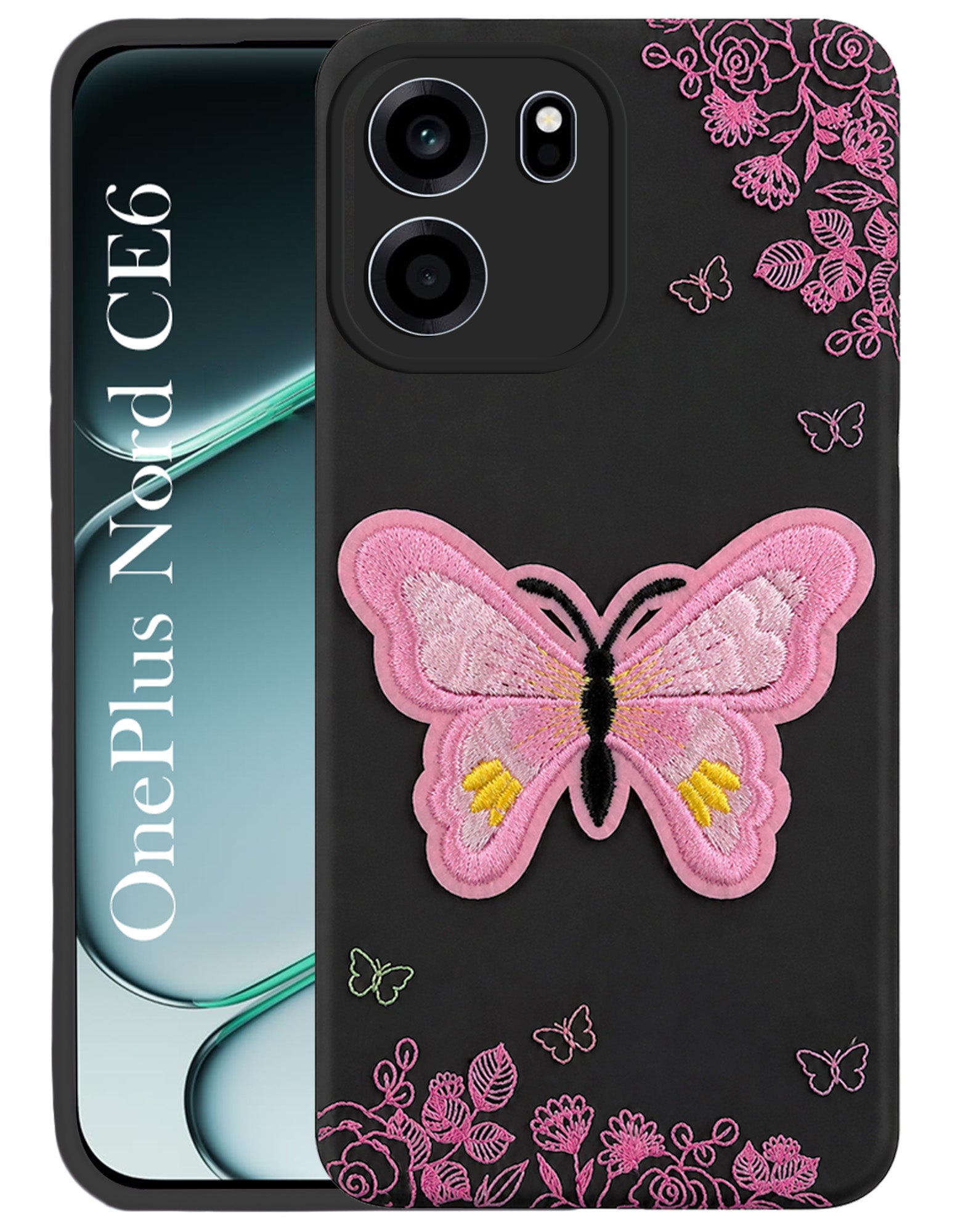 For Oneplus Nord CE 6 Back Cover Case (Soft Butterfly Embroidery | Women Teen Girls | Camera Protection| Matte Silicone)