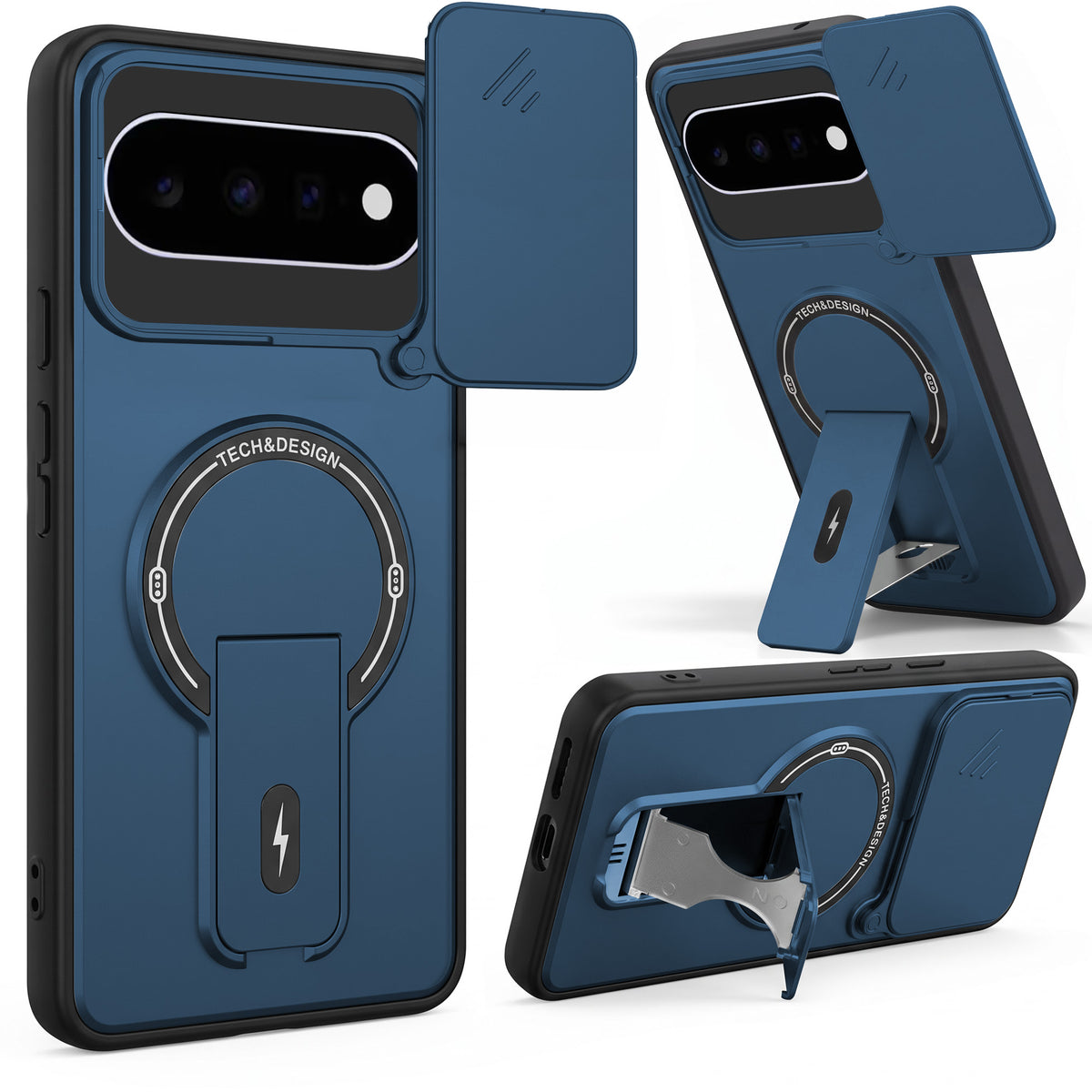 For Google Pixel 11 Back Case Cover Metallic (Hybrid Armor Kickstand | Sliding Shutter Camera Protection | MagSafe Compatible)