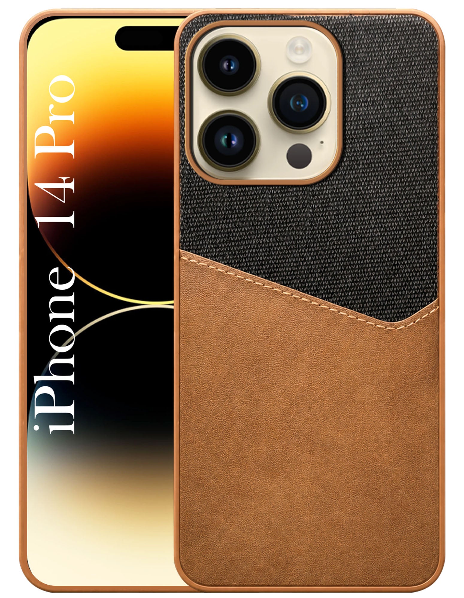 For Apple iPhone 14 Pro Back Cover Case (Dual PU Leather Stitch | Professional Minimalist | Soft and Flexible)