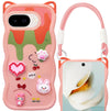 For Google Pixel 9A Back Case Cover Strap (3D Embossed Figures | Strap Holder | 360* Soft Cushion with Camera Bump)