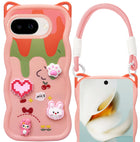 For Google Pixel 9A Back Case Cover Strap (3D Embossed Figures | Strap Holder | 360* Soft Cushion with Camera Bump)