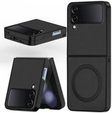 For Samsung Galaxy Z Flip 4 5G Back Cover Case (MagSafe Wireless Charging Compatible | Sleek Leather Finish | Inside Microfiber Cloth)