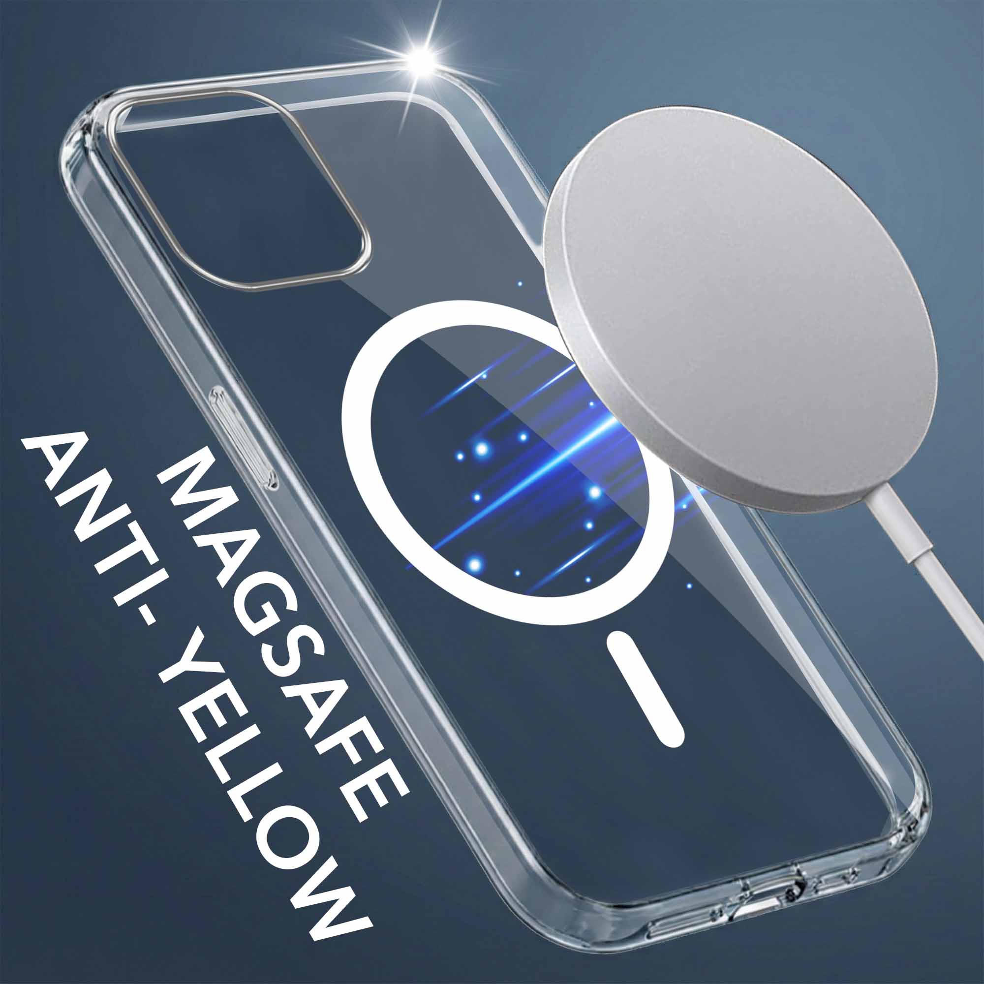 For Apple iPhone 12 Pro Max Back Cover Case Lifetime Anti-Yellow MagSafe Compatible Clear (Sleek Hard Crystal | Shockproof and Camera Protection)