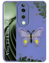 For Vivo T3 Ultra Back Cover Case (Soft Butterfly Embroidery | Women Teen Girls | Camera Protection| Matte Silicone)