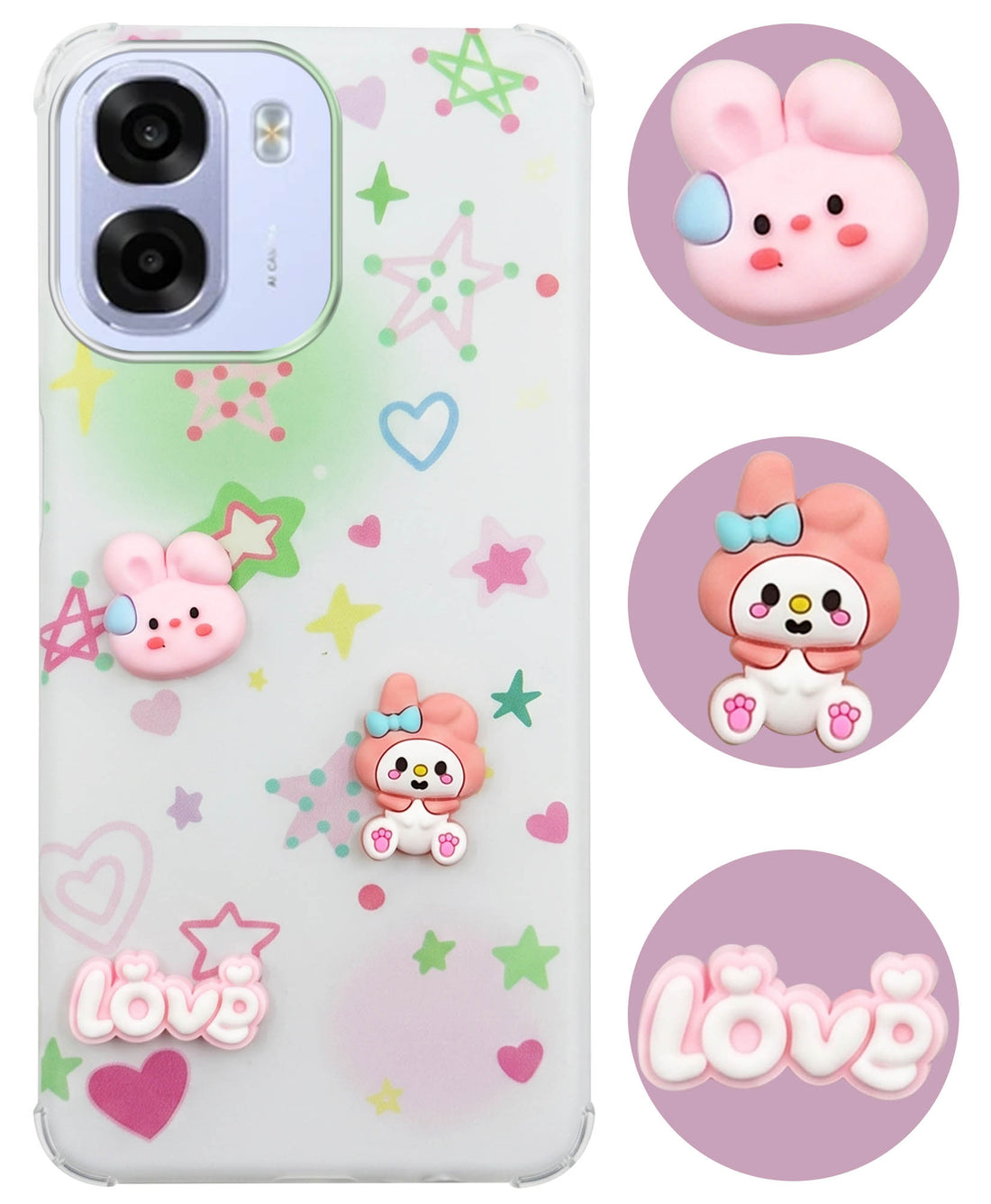 For Oppo K14x 5G Back Cover Case (3D Cute Cartoons | Hard Back Side Soft | Matte Premium Finish | HD Printing)
