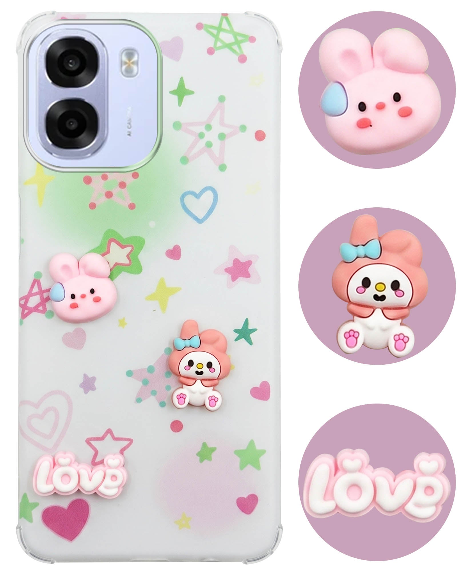 For Oppo K14x 5G Back Cover Case (3D Cute Cartoons | Hard Back Side Soft | Matte Premium Finish | HD Printing)