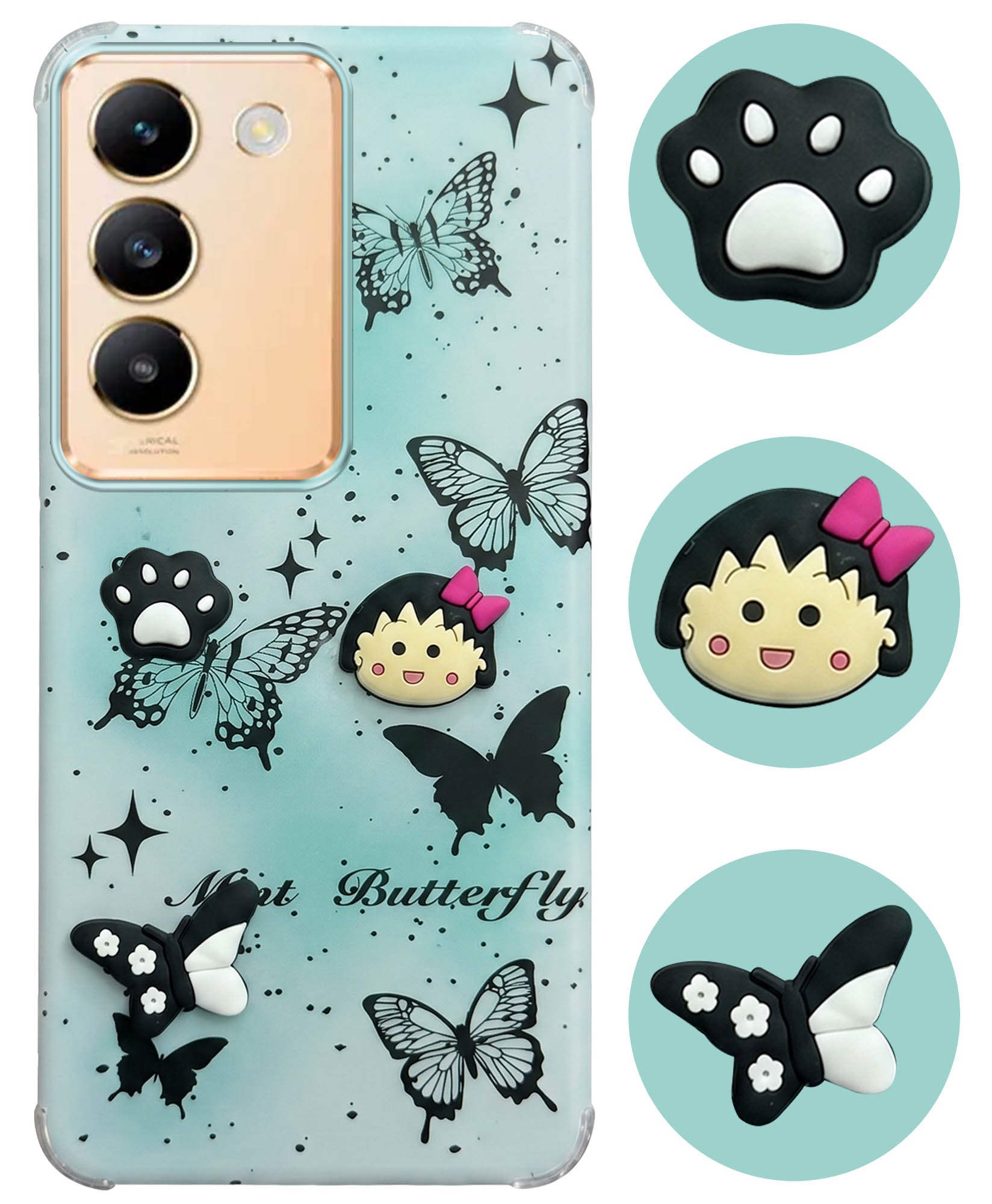 For Vivo Y200e Back Cover Case (3D Cute Cartoons | Hard Back Side Soft | Matte Premium Finish | HD Printing)