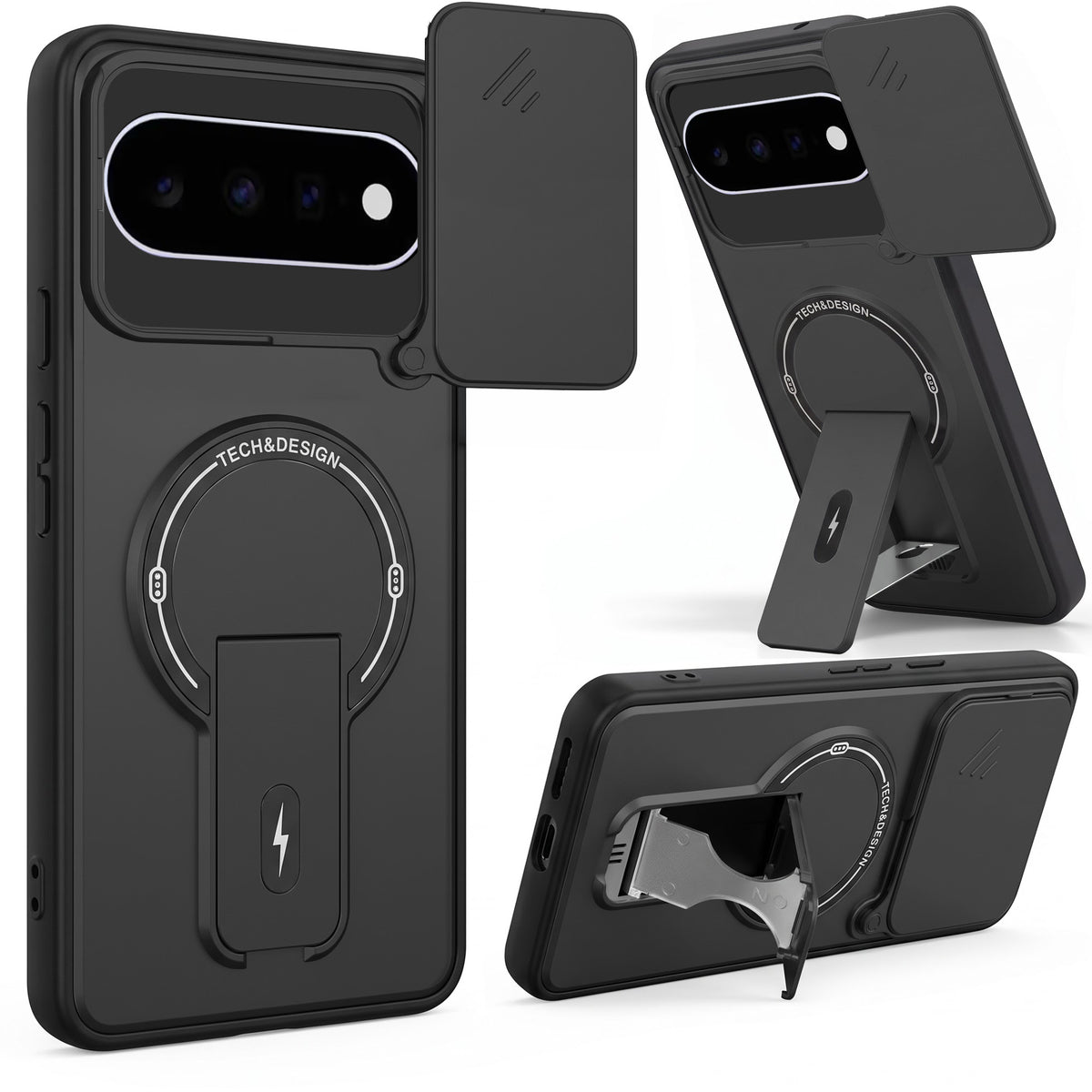For Google Pixel 11 Back Case Cover Metallic (Hybrid Armor Kickstand | Sliding Shutter Camera Protection | MagSafe Compatible)