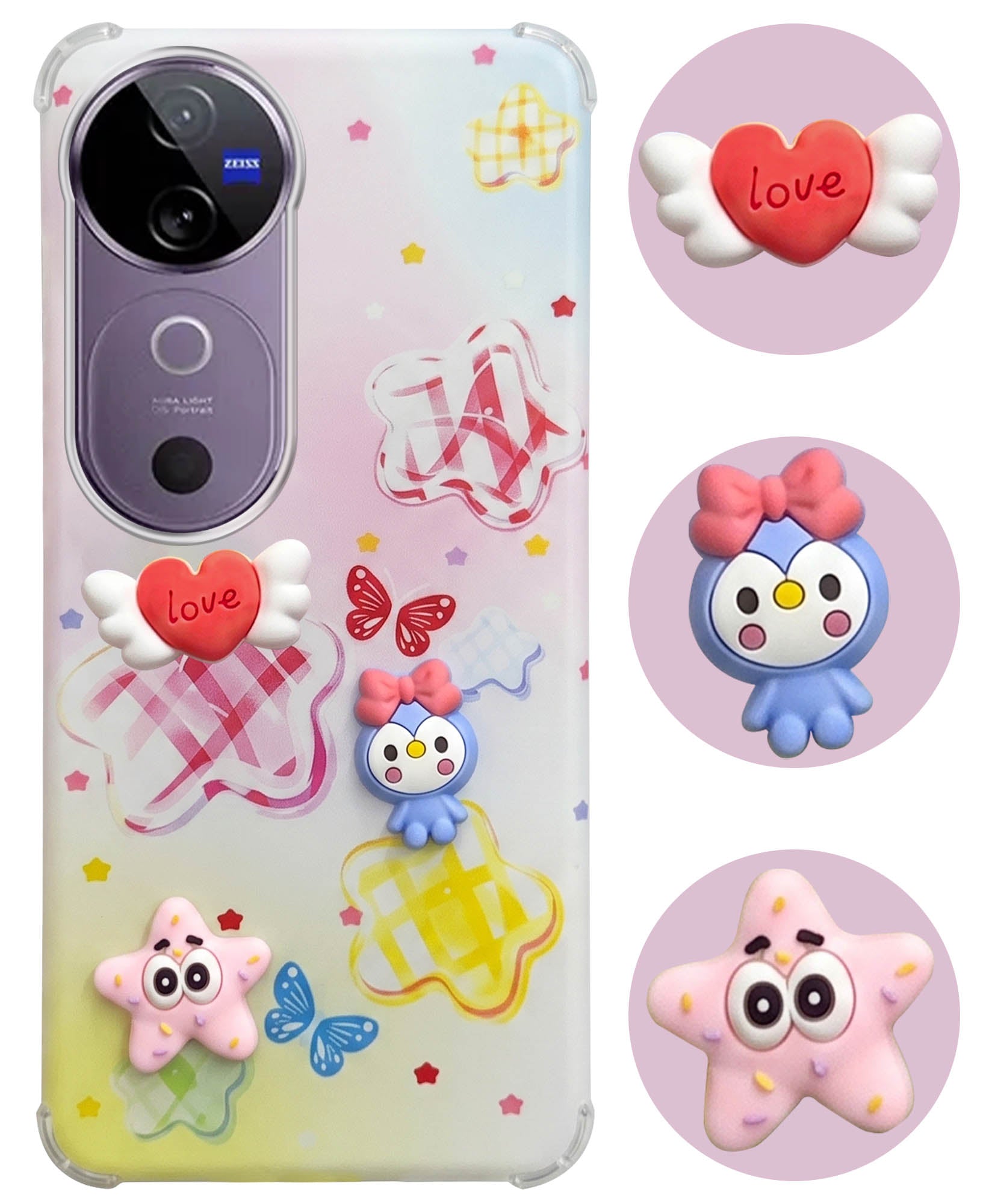 For Vivo V40 | Vivo V40 Pro 5G Back Cover Case (3D Cute Cartoons | Hard Back Side Soft | Matte Premium Finish | HD Printing)