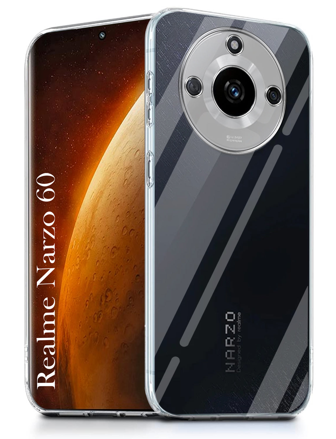 For Realme Narzo 60 Back Cover Case Silicone (Clear Shockproof Case with Camera Protection | Soft and Flexible | Transparent)