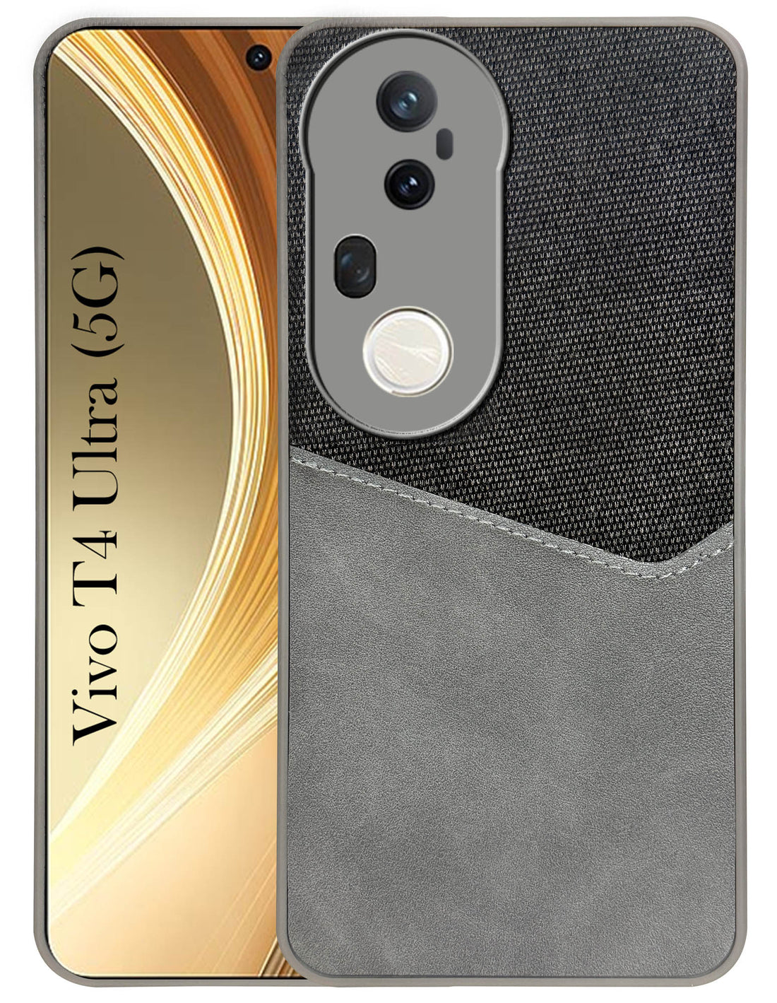 For Vivo T4 Ultra Back Cover Case (Dual PU Leather Stitch | Professional Minimalist | Soft and Flexible)