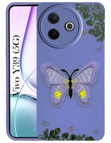 For Vivo Y39 Back Cover Case (Soft Butterfly Embroidery | Women Teen Girls | Camera Protection| Matte Silicone)