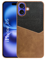 For Apple iPhone 16 Back Cover Case (Dual PU Leather Stitch | Professional Minimalist | Soft and Flexible)
