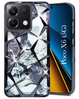 For Poco X6 5G Back Cover Case (Dual Design Glitter Sparkle and Detachable Diamond Print Case | Soft and Flexible)