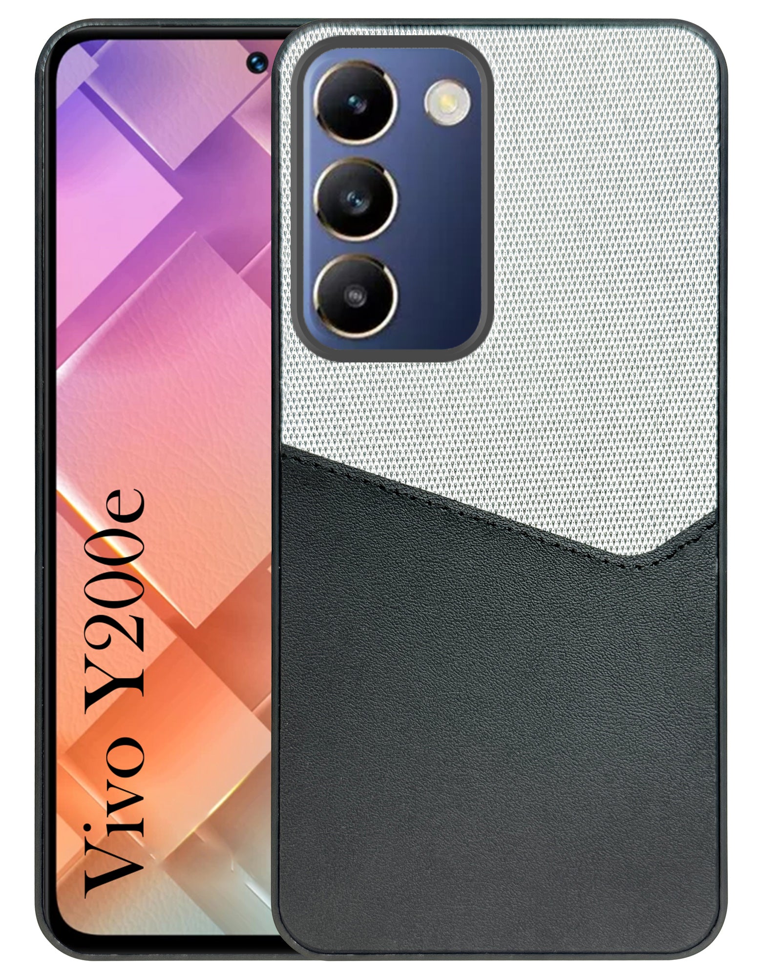 For Vivo Y200e Back Cover Case (Dual PU Leather Stitch | Professional Minimalist | Soft and Flexible)