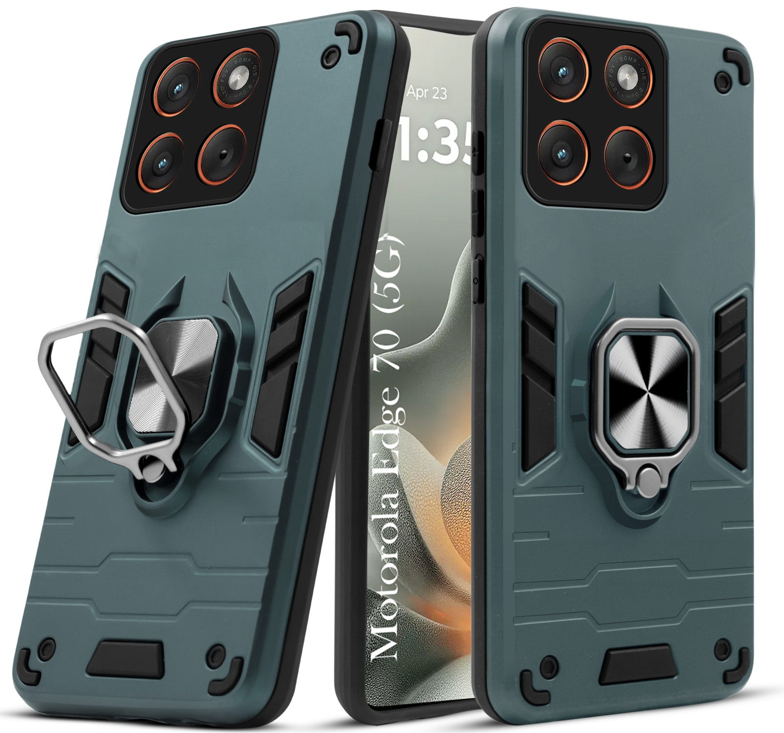 For Motorola Moto Edge 70 Back Cover Case Hybrid Armor (Shockproof Dual Layer Polycarbonate |Ring Holder Kickstand)