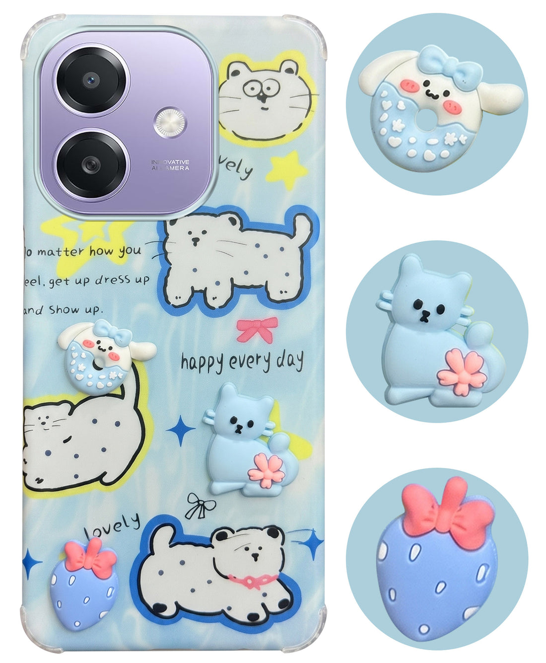 For Oppo A3X (4G/5G) | Oppo A3 5G Back Cover Case (3D Cute Cartoons | Hard Back Side Soft | Matte Premium Finish | HD Printing)
