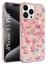 For Apple iPhone 15 Pro Back Cover Case (Cute Floral Design | Flower Print for Girls | MagSafe Compatible Wireless Charging)