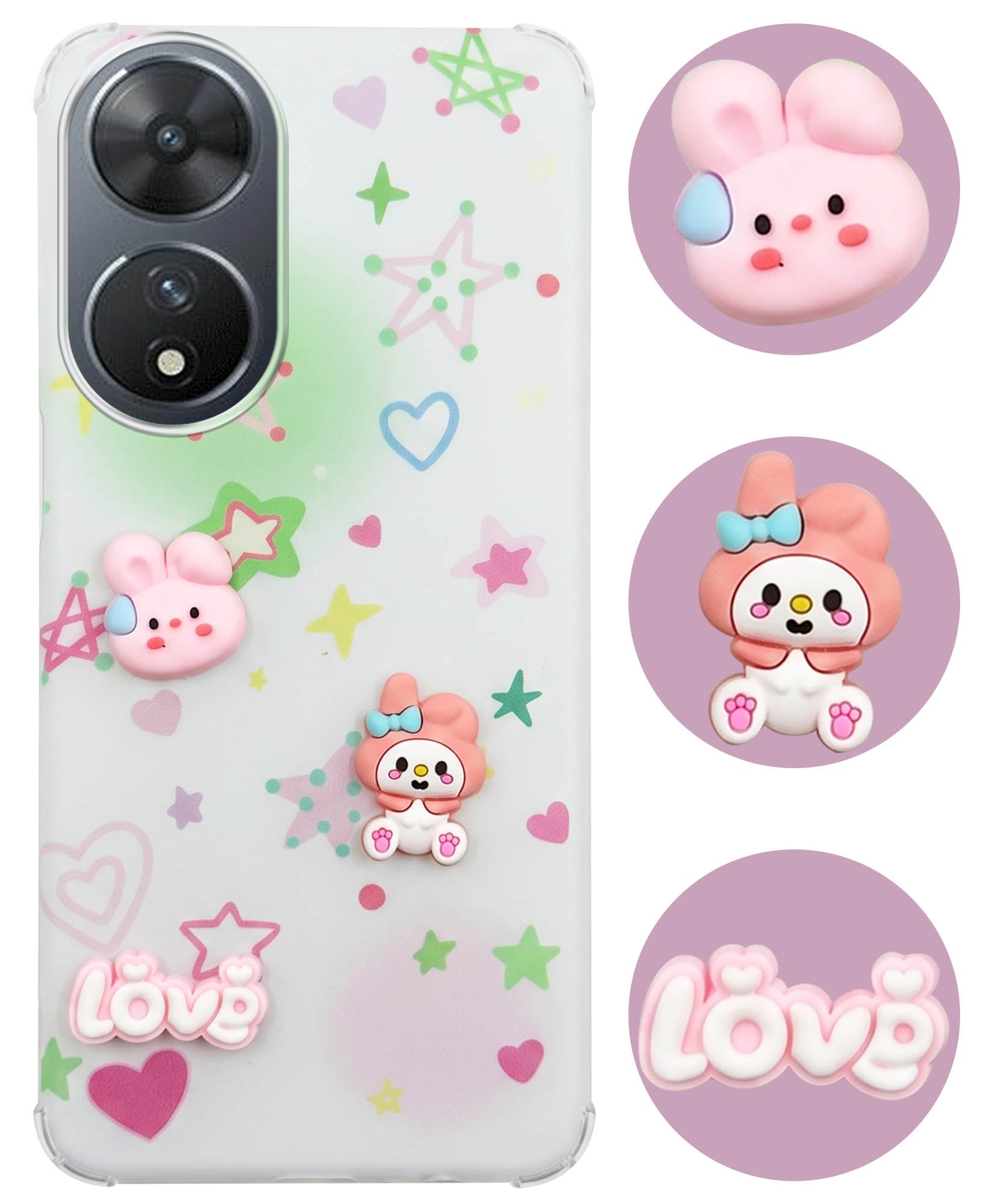 For Vivo T2 Back Cover Case (3D Cute Cartoons | Hard Back Side Soft | Matte Premium Finish | HD Printing)